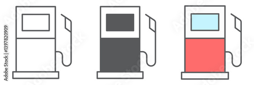 Gas station icon collection, fuel and gasoline, petrol pump vector icon set, vector graphics, editable stroke outline sign, eps 10