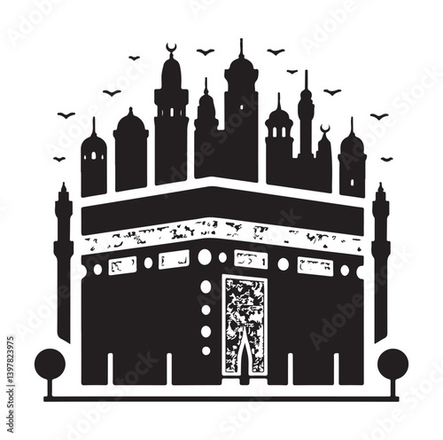 Kaaba icon, Vector Symbol Illustration.