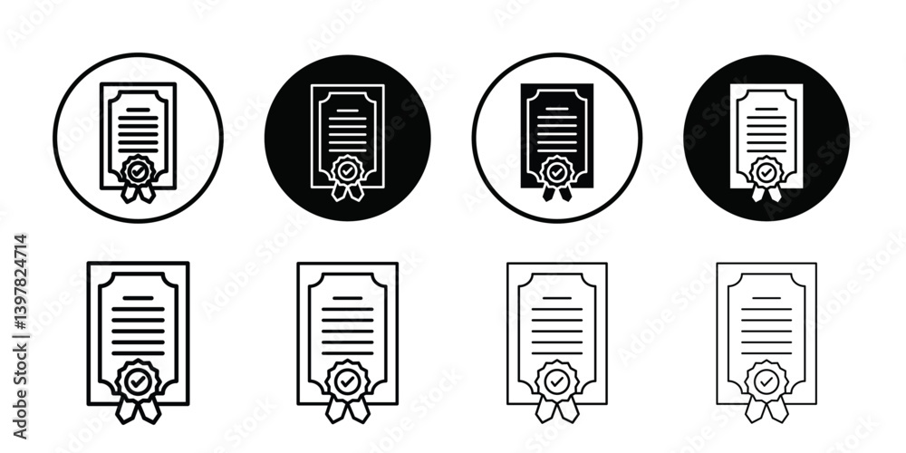 Certificate icon logo set vector