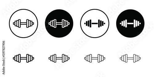 Dumbbell icon logo set vector