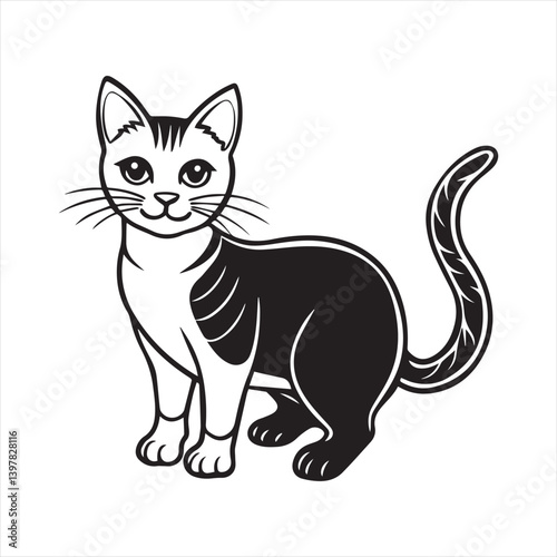 cute cat silhouette bundle set in vector white background