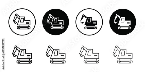 Excavator icon logo set vector