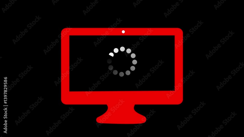 Preloaded buffering circle animation. loading circle icon in red laptop monitor. Charging, uploading, downloading and loading bar footage Preloaded buffering circle animation. loading circle icon in red laptop monitor. Charging, uploading, downloading and loading bar footage