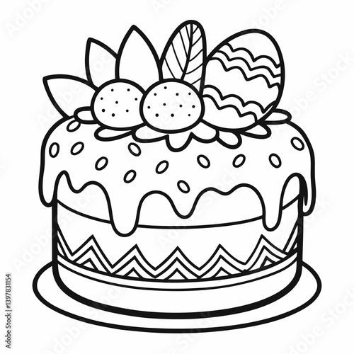 Easter Cake Outline  happy easter vector for digital free vector download 