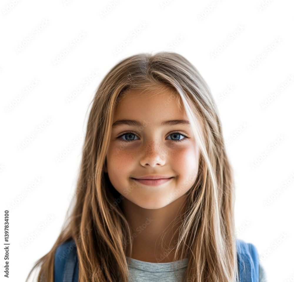Smiling young girl portrait bright joy isolated on transparent background png Smiling young girl portrait bright joy isolated on transparent background png