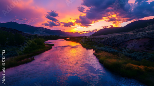 sunset in the mountains
