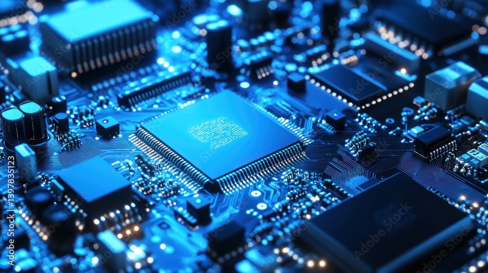 Fototapeta premium Close-up Circuit Board with Microchip