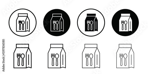 Paper bag icon logo set vector