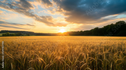 wheat field at sunset