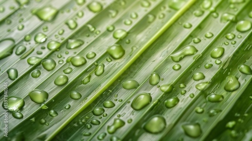 Dewdrops on Lush Green Banana Leaf of excellence in splendor beyond compare with grace in style photo