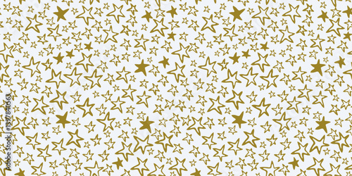 Seamless pattern of abstract golden stars, vector background, paper, fabric, wallpaper, textile, wrapper
