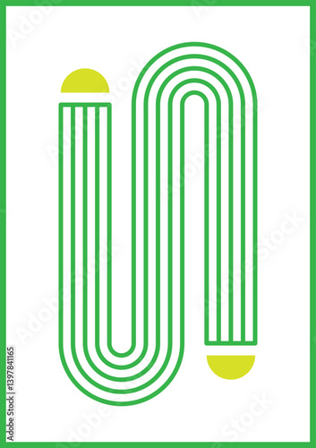 graphic vector for wall decoration curved lines green on white background