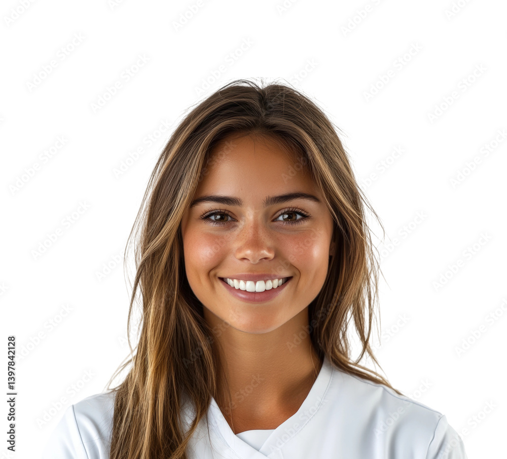 Smiling young woman portrait bright isolated on transparent background png Smiling young woman portrait bright isolated on transparent background png