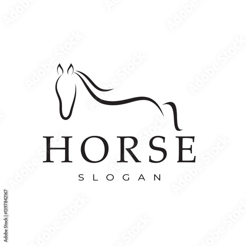 Minimalist Horse Logo Design Horse Head and Body with Elegant Line Art for Luxury Brand or Equestrian Business