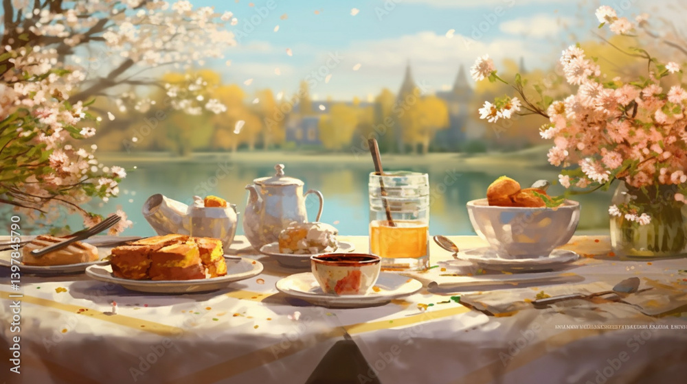 Fototapeta premium a picnic in the park on a warm, sunny day