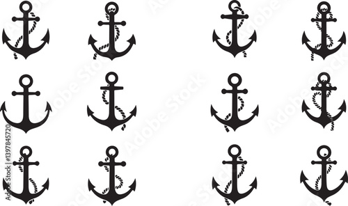 Anchor vector icons. Simple illustration set of Anchor elements, editable icons, can be used in logo, UI and web design
