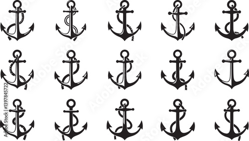 Anchor vector icons. Simple illustration set of Anchor elements, editable icons, can be used in logo, UI and web design