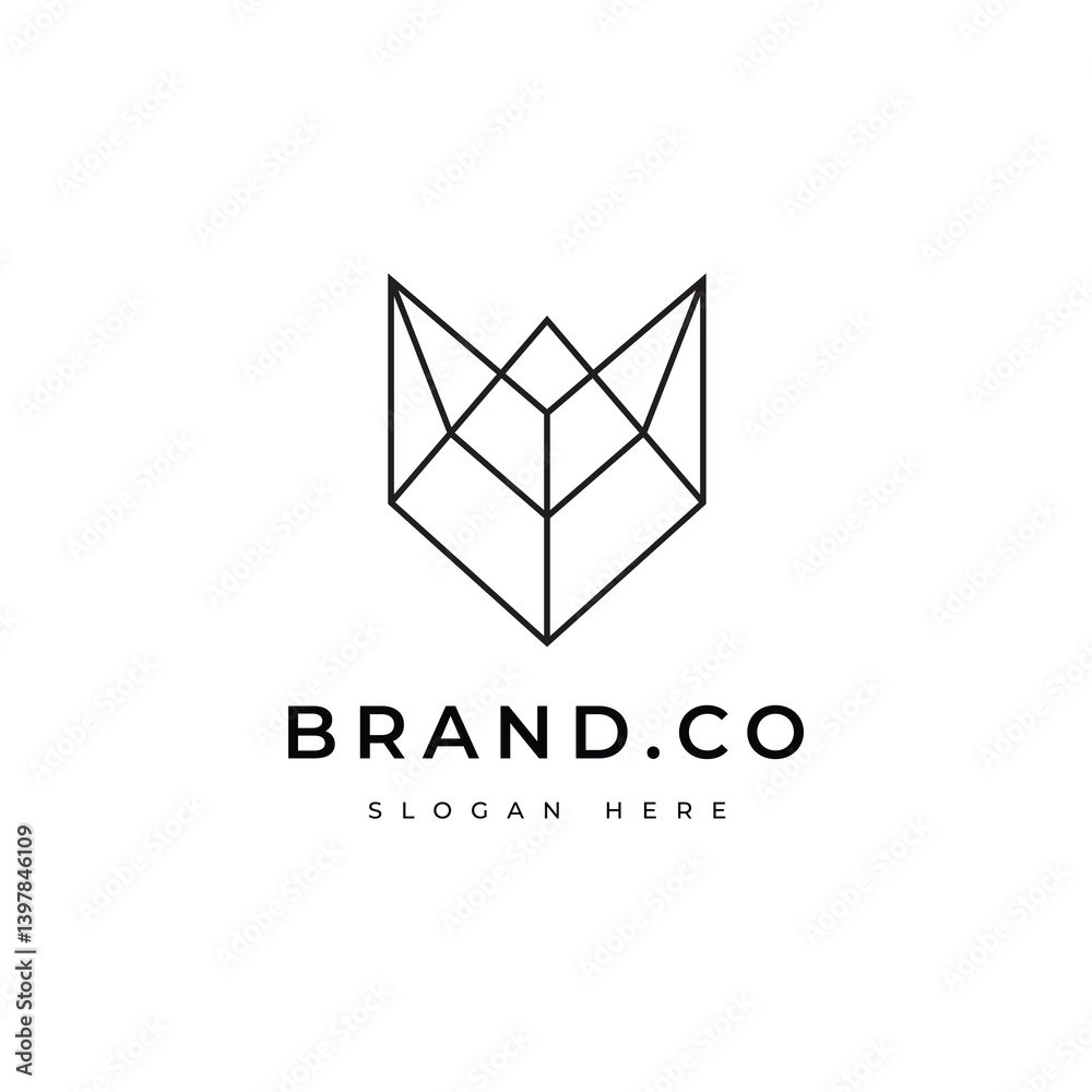Fototapeta premium Fox head line minimalist logo design vector