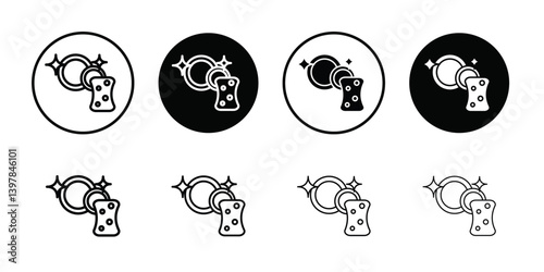 Washing dishes icon logo set vector