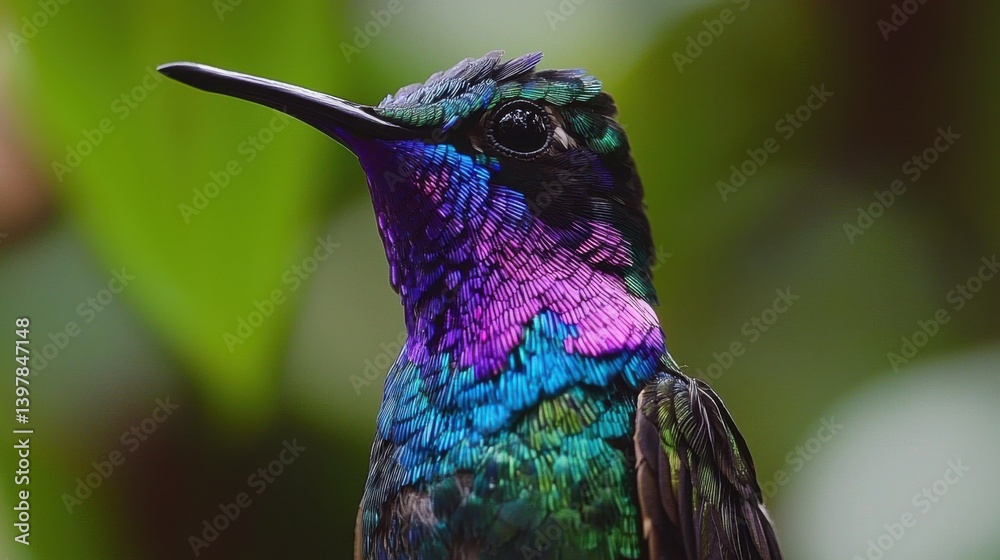 Fototapeta premium Stunning close-up of a hummingbird . Captures nature's beauty and the elegance of these tiny birds.