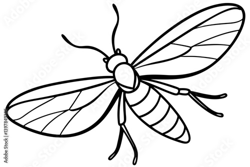 Mayfly Minimalist Line Art