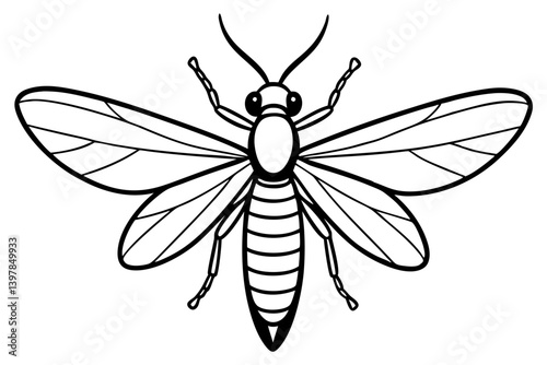 Mayfly Minimalist Line Art