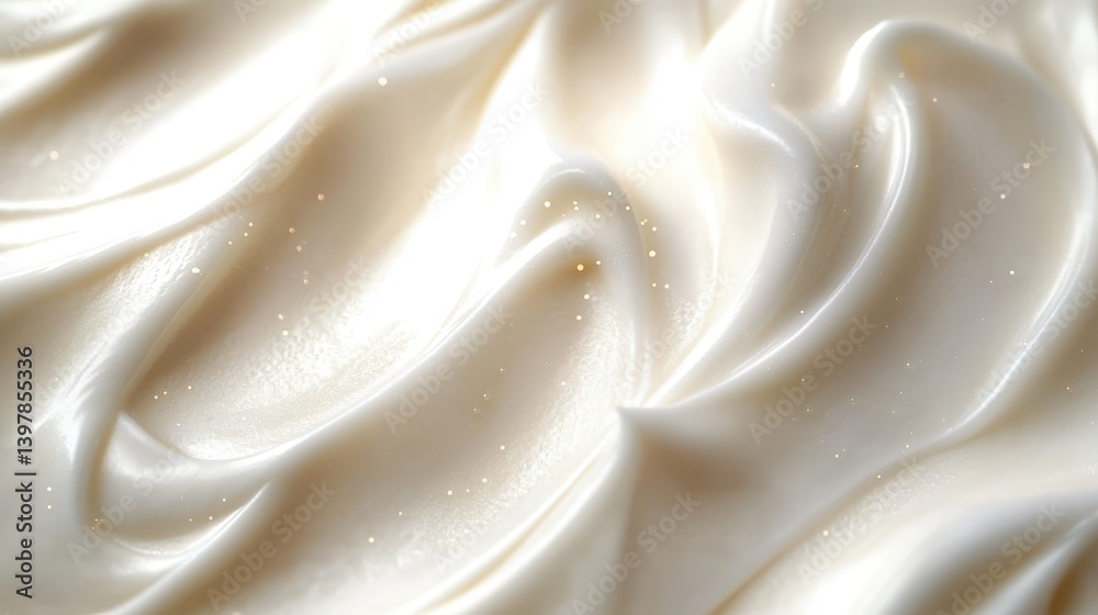 Obraz premium A close-up of creamy, smooth texture with gentle waves and glimmers, giving a luxurious and soft appearance.