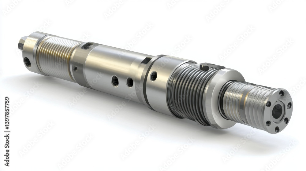Modern CNC drilling machine head over aluminum surface, precise and clean setup Modern CNC drilling machine head over aluminum surface, precise and clean setup