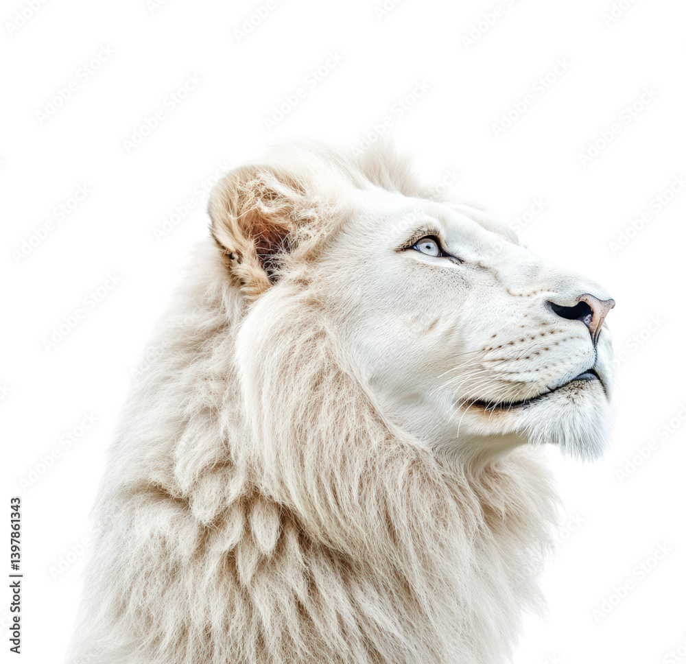 Majestic white lion portrait animal bright view wildlife beauty isolated on transparent background png Majestic white lion portrait animal bright view wildlife beauty isolated on transparent background png