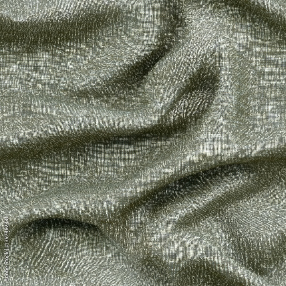 Fototapeta premium This sage green linen fabric texture features intricate details and depth, ideal for use in various design, textile, and crafting projects SEAMLESS PATTERN