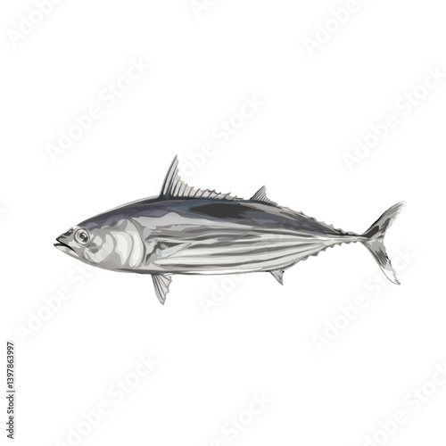 illustration of a skipjack tuna without background
