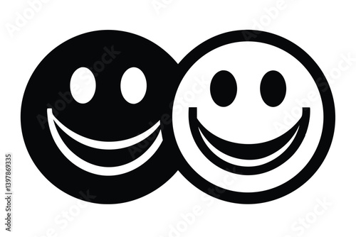 smiley face together vector icon