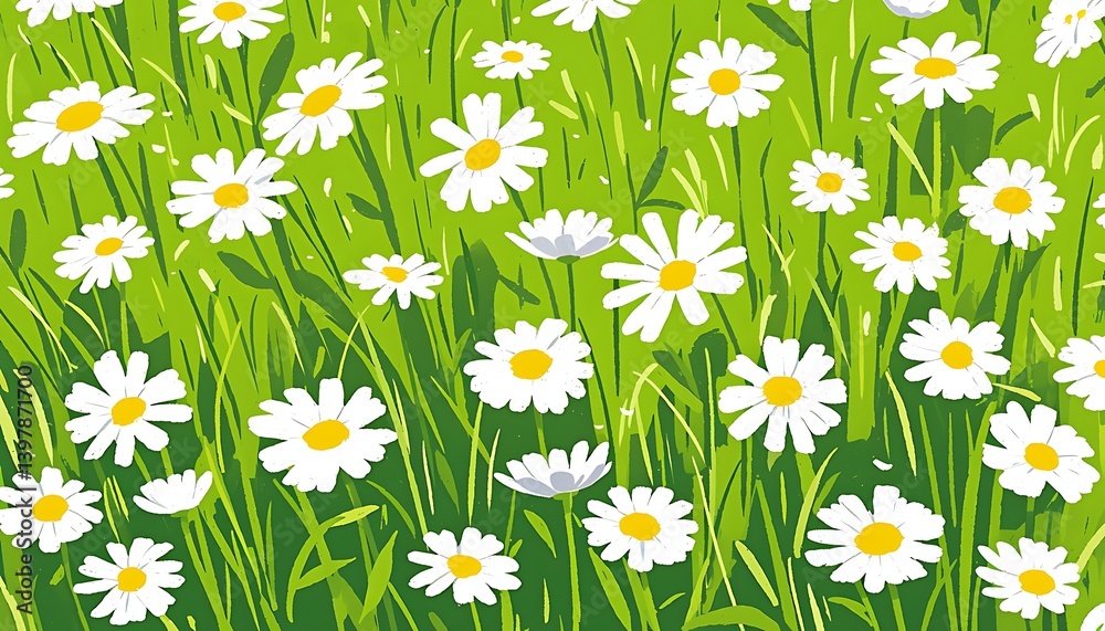 Fototapeta premium Daisies in a Green Meadow