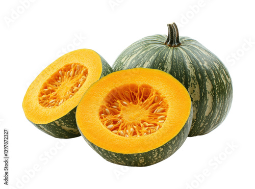 Pumpkin slicing for healthy kitchen recipes and inspiration isolated on transparent background png