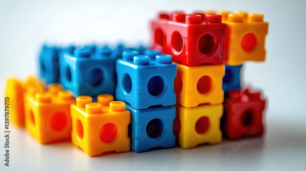 Connect Toys Colorful building blocks stacked together, showcasing vibrant primary colors.