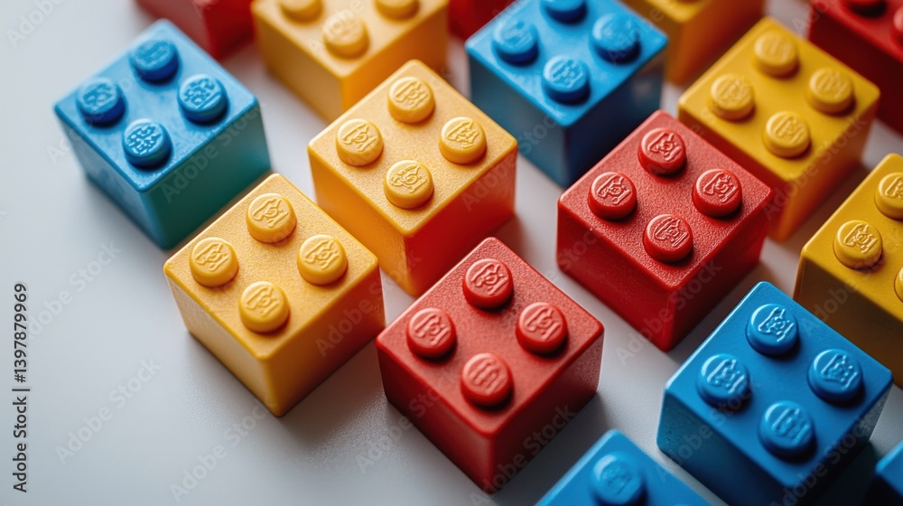 Connect Toys Colorful plastic building blocks arranged closely, showcasing a playful and creative arrangement.