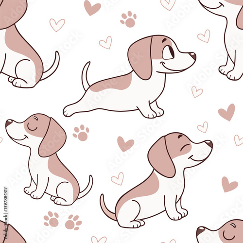 Pastel Puppy Seamless Pattern