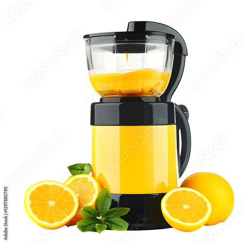 Compact juice extractor for citrus fruits isolated on white background