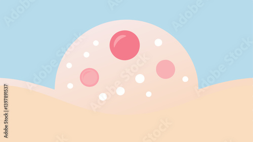Healthy Skin Texture An illustration of smooth radiant skin texture with exosomes symbolized as tiny glowing orbs that enhance skin surface quality.