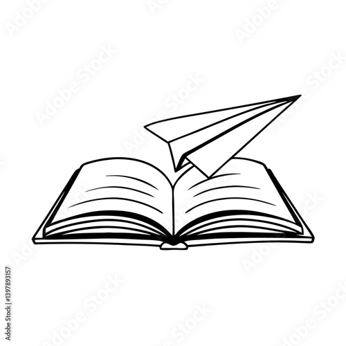Paper Plane Learning icon Logo. Open book vector