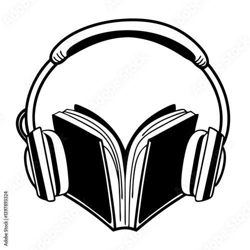 Audiobook Headphone Icon Logo. Audiobook Vector