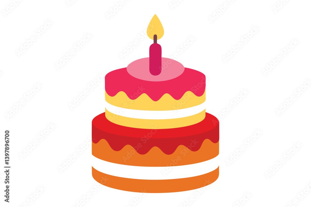 birthday cake with candles vector illustration on white background birthday cake with candles vector illustration on white background