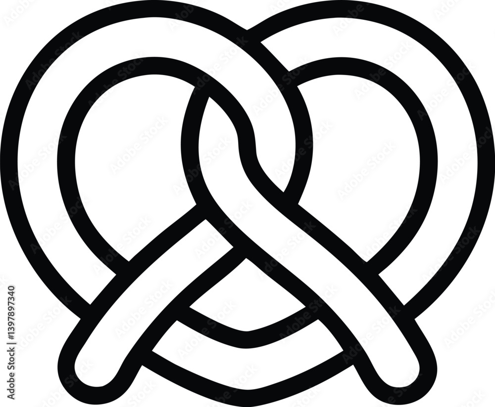 Pretzel in simple doodle style. Vector illustration isolated on white background. Pretzel in simple doodle style. Vector illustration isolated on white background.