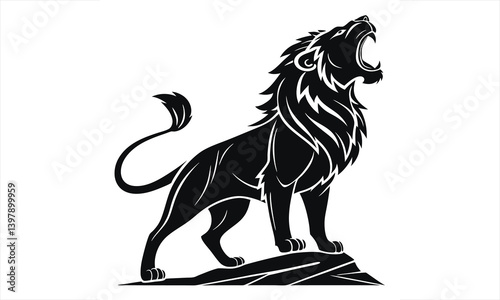 Majestic Lion Silhouette on a Plain Background