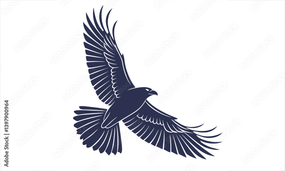 Obraz premium Flying Eagle Silhouette Isolated on White Background