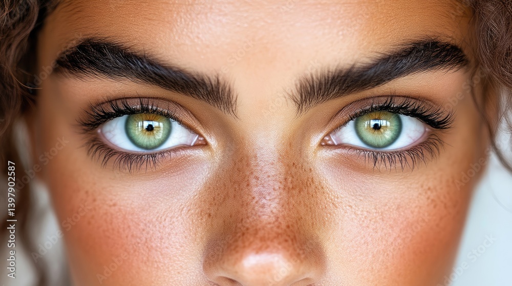 Obraz premium Close-up of a woman's expressive eyes and face