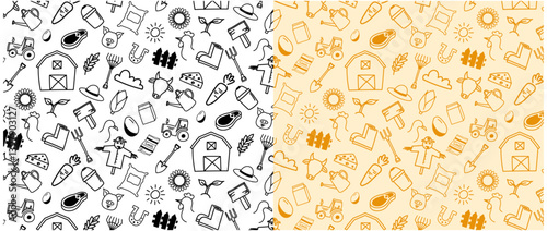 hand drawing farm barn doodle seamless pattern background funny