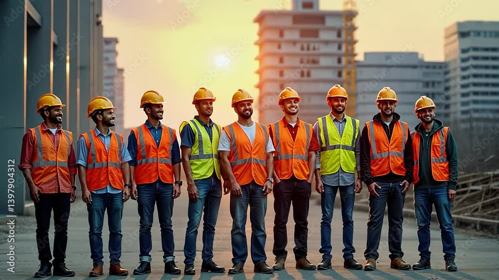 Confident developer team creating working atmosphere at construction site