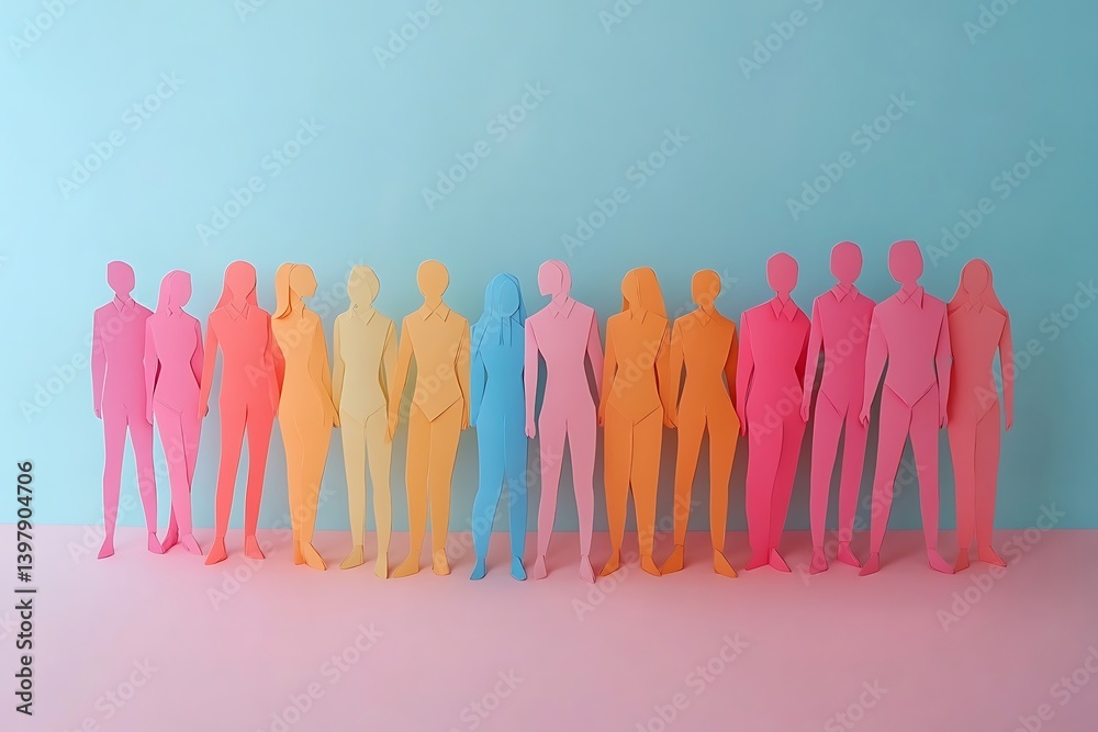 Obraz premium Diverse People Standing Together in a Row1