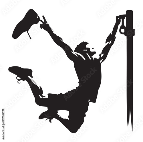 Silhouettes of parkour sports player vector.